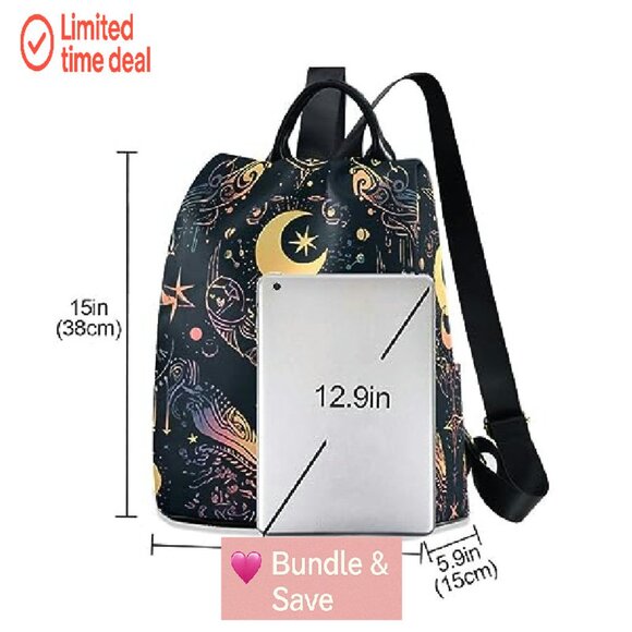 Anti-Theft Laptop Backpack with Plush Ball, 13-14 Inch, Polyester - Picture 4 of 7